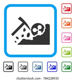 Ripple Coin Mining icon. Flat grey pictogram symbol in a blue rounded square. Black, gray, green, blue, red, orange color variants of Ripple Coin Mining vector.