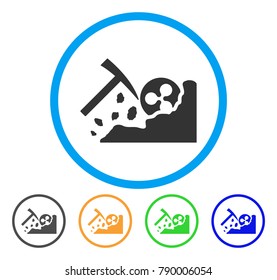 Ripple Coin Mining rounded icon. Style is a flat grey symbol inside light blue circle with bonus colored versions. Ripple Coin Mining vector designed for web and software interfaces.