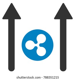 Ripple Coin Send Arrows flat vector icon. An isolated ripple coin send arrows design element on a white background.