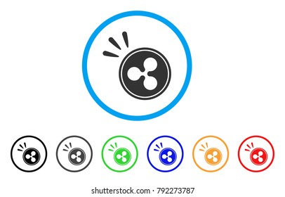 Ripple Coin Shine rounded icon. Style is a flat grey symbol inside light blue circle with bonus color versions. Ripple Coin Shine vector designed for web and software interfaces.
