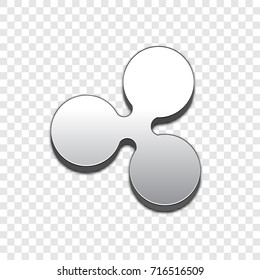 Ripple coin symbol isolated web vector icon. Ripple coin trendy 3d style vector icon. Raised symbol illustration. Ripple coin crypto currency sign.