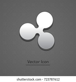 Ripple coin symbol isolated web vector icon. Ripple coin trendy 3d style vector icon. Raised symbol illustration. Ripple coin crypto currency sign.