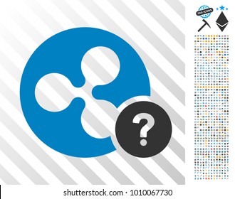 Ripple Coin Unknown Status icon with 7 hundred bonus bitcoin mining and blockchain pictographs. Vector illustration style is flat iconic symbols designed for blockchain apps.