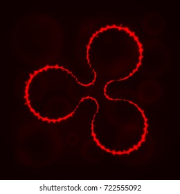 Ripple coin vector icon. Ripple symbol for your web site design, internet, graphic interface, business. Ripple illustration sign, lights silhouette on dark background. Ripple glowing lines and points.