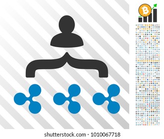 Ripple Collector icon with 700 bonus bitcoin mining and blockchain symbols. Vector illustration style is flat iconic symbols designed for blockchain websites.
