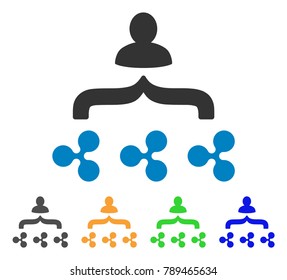 Ripple Collector icon. Vector illustration style is a flat iconic ripple collector symbol with grey, yellow, green, blue color versions. Designed for web and software interfaces.