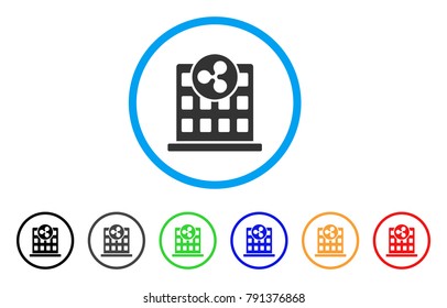 Ripple Company Building rounded icon. Style is a flat gray symbol inside light blue circle with additional colored versions. Ripple Company Building vector designed for web and software interfaces.