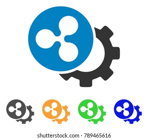 Ripple Configuration Gear icon. Vector illustration style is a flat iconic ripple configuration gear symbol with gray, yellow, green, blue color variants. Designed for web and software interfaces.