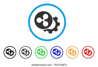 Ripple Configuration Gear rounded icon. Style is a flat grey symbol inside light blue circle with additional color versions. Ripple Configuration Gear vector designed for web and software interfaces.