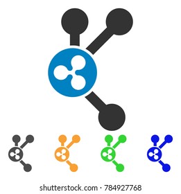 Ripple Connect icon. Vector illustration style is a flat iconic ripple connect symbol with gray, yellow, green, blue color versions. Designed for web and software interfaces.