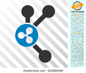 Ripple Connect pictograph with 700 bonus bitcoin mining and blockchain clip art. Vector illustration style is flat iconic symbols designed for blockchain software.