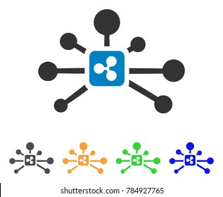 Ripple Connections icon. Vector illustration style is a flat iconic ripple connections symbol with gray, yellow, green, blue color variants. Designed for web and software interfaces.