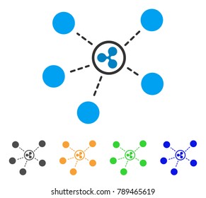 Ripple Connections icon. Vector illustration style is a flat iconic ripple connections symbol with grey, yellow, green, blue color versions. Designed for web and software interfaces.