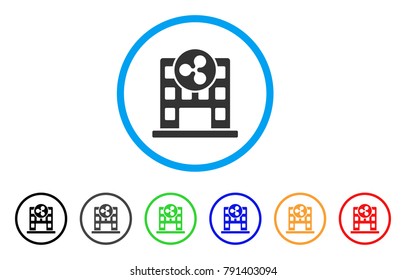 Ripple Corporation Building rounded icon. Style is a flat grey symbol inside light blue circle with bonus colored versions. Ripple Corporation Building vector designed for web and software interfaces.