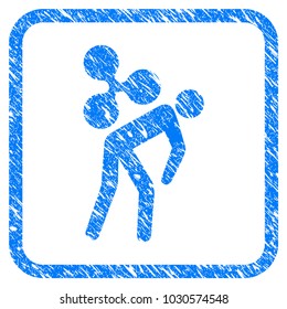 Ripple Courier Job rubber seal stamp imitation. Icon vector symbol with grunge design and unclean texture in rounded rectangle. Scratched blue sticker on a white background.