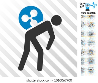 Ripple Courier pictograph with 700 bonus bitcoin mining and blockchain pictographs. Vector illustration style is flat iconic symbols designed for bitcoin software.