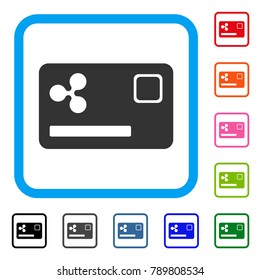 Ripple Credit Card icon. Flat gray pictogram symbol inside a blue rounded frame. Black, gray, green, blue, red, orange color variants of Ripple Credit Card vector.