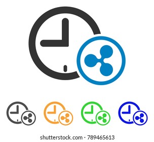 Ripple Credit Clock icon. Vector illustration style is a flat iconic ripple credit clock symbol with grey, yellow, green, blue color variants. Designed for web and software interfaces.