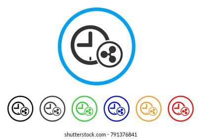 Ripple Credit Clock rounded icon. Style is a flat gray symbol inside light blue circle with bonus colored variants. Ripple Credit Clock vector designed for web and software interfaces.