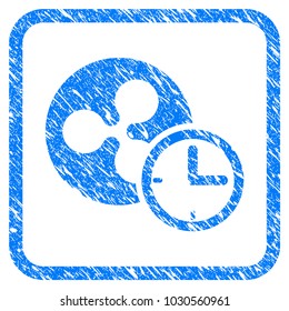 Ripple Credit Counter rubber seal stamp watermark. Icon vector symbol with grunge design and dust texture in rounded square. Scratched blue stamp imitation on a white background.