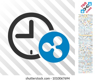 Ripple Credit Time icon with 700 bonus bitcoin mining and blockchain clip art. Vector illustration style is flat iconic symbols designed for blockchain software.