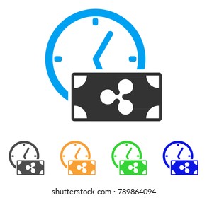 Ripple Credit Time icon. Vector illustration style is a flat iconic ripple credit time symbol with gray, yellow, green, blue color versions. Designed for web and software interfaces.