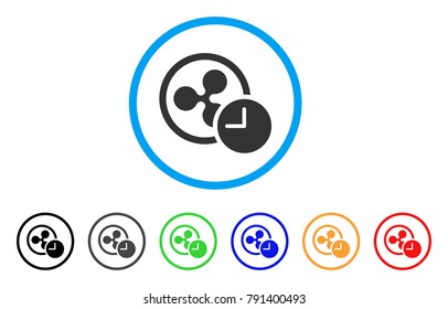 Ripple Credit Time rounded icon. Style is a flat gray symbol inside light blue circle with additional colored variants. Ripple Credit Time vector designed for web and software interfaces.