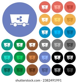 Ripple criptocurrency mining multi colored flat icons on round backgrounds. Included white, light and dark icon variations for hover and active status effects, and bonus shades.