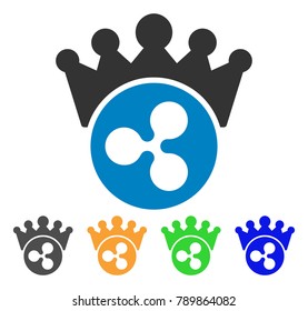 Ripple Crown icon. Vector illustration style is a flat iconic ripple crown symbol with gray, yellow, green, blue color variants. Designed for web and software interfaces.