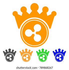 Ripple Crown icon. Vector illustration style is a flat iconic ripple crown symbol with grey, yellow, green, blue color versions. Designed for web and software interfaces.