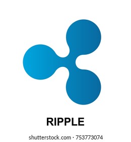 Ripple crypto currency blockchain flat logo isolated on white background. Vector illustration