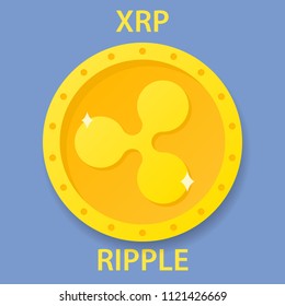 Ripple cryptocurrency blockchain icon. Virtual electronic, internet money or cryptocoin symbol, logo