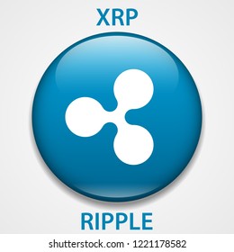 Ripple cryptocurrency blockchain icon. Virtual electronic, internet money or cryptocoin symbol, logo