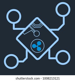 ripple cryptocurrency in a computer CIP concept icon vector design