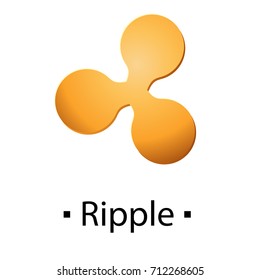 Ripple cryptocurrency golden icon. Vector illustration isolated on white background.