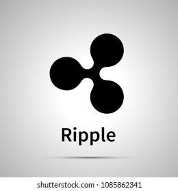 Ripple cryptocurrency simple black icon with shadow