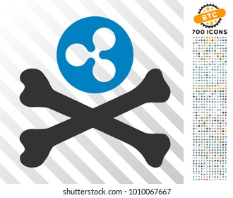 Ripple Death icon with 700 bonus bitcoin mining and blockchain design elements. Vector illustration style is flat iconic symbols designed for bitcoin websites.