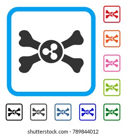 Ripple Death icon. Flat grey iconic symbol in a blue rounded squared frame. Black, gray, green, blue, red, orange color variants of Ripple Death vector. Designed for web and app interfaces.