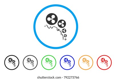 Ripple Deflation Chart rounded icon. Style is a flat gray symbol inside light blue circle with additional color variants. Ripple Deflation Chart vector designed for web and software interfaces.