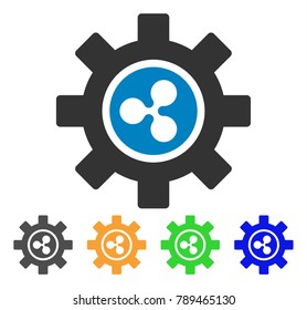 Ripple Development Gear icon. Vector illustration style is a flat iconic ripple development gear symbol with gray, yellow, green, blue color variants. Designed for web and software interfaces.