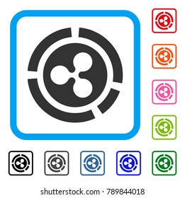 Ripple Diagram icon. Flat grey iconic symbol in a blue rounded rectangular frame. Black, gray, green, blue, red, orange color versions of Ripple Diagram vector.