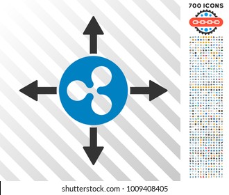 Ripple Directions icon with 700 bonus bitcoin mining and blockchain pictures. Vector illustration style is flat iconic symbols designed for blockchain apps.