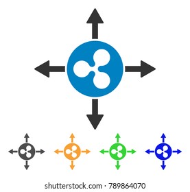 Ripple Directions icon. Vector illustration style is a flat iconic ripple directions symbol with grey, yellow, green, blue color variants. Designed for web and software interfaces.