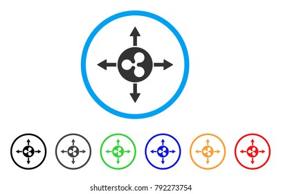 Ripple Directions rounded icon. Style is a flat grey symbol inside light blue circle with bonus colored versions. Ripple Directions vector designed for web and software interfaces.