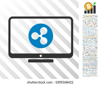 Ripple Display icon with 700 bonus bitcoin mining and blockchain symbols. Vector illustration style is flat iconic symbols designed for bitcoin apps.