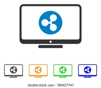 Ripple Display icon. Vector illustration style is a flat iconic ripple display symbol with grey, yellow, green, blue color versions. Designed for web and software interfaces.
