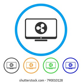 Ripple Display rounded icon. Style is a flat grey symbol inside light blue circle with bonus colored variants. Ripple Display vector designed for web and software interfaces.