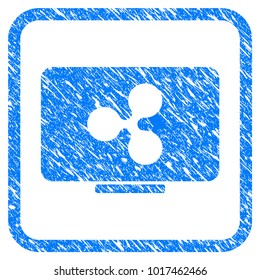 Ripple Display rubber seal stamp watermark. Icon vector symbol with grunge design and dirty texture in rounded square. Scratched blue stamp imitation on a white background.