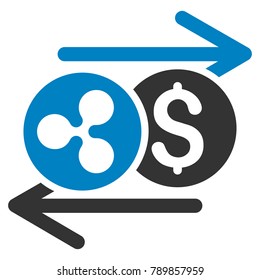 Ripple Dollar Exchange Arrows flat vector pictogram. An isolated icon on a white background.