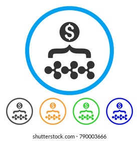 Ripple Dollar Funnel rounded icon. Style is a flat grey symbol inside light blue circle with additional colored versions. Ripple Dollar Funnel vector designed for web and software interfaces.